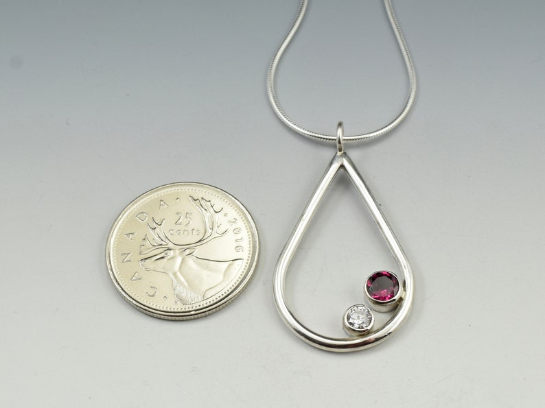 Sterling Teardrop Pendant with Gemstones PE661