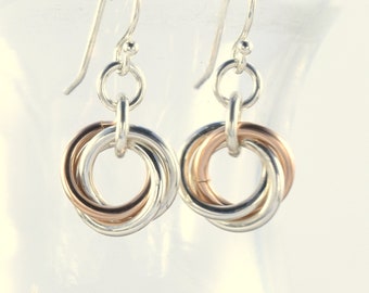 EAFL7 - Sterling Silver/14k Rose Gold-Fill Flower Earrings