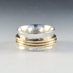 RG602 - Anillo giratorio de plata de ley / 14k Goldfill