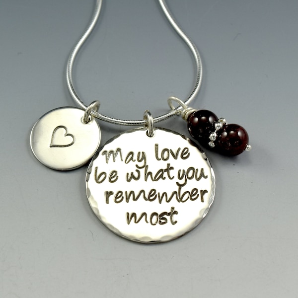 PE737 - Sterling Silver Quote Pendant - 'May love be what you remember most'