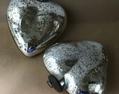 Pair of big églomisé glass Christmas balls, mirror glass