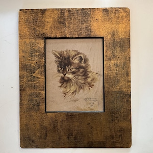 Peinture à l’huile sur carton, portrait de chat angora jeune