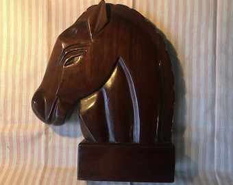 Mahogany Horse head, art déco style