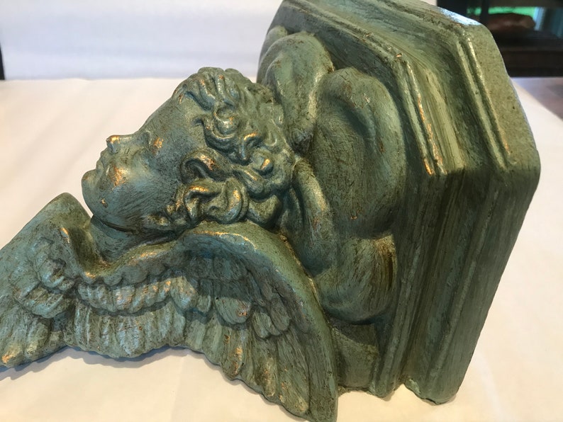 Plaster Wall Base Painted in Green With Dark Patina Wall Etsy