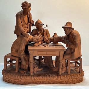 Terracotta, scena di giocatori di carte, Sebastiano Grasso, made in Italy