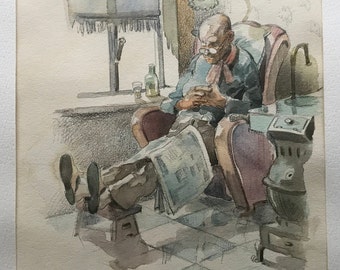 Watercolour on paper, C.Dejasse