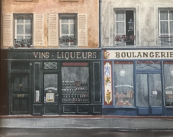 Peinture hyperréaliste, huile sur toile, boutiques anciennes