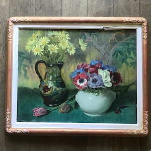 Oil painting on canvas, flowers, Devos