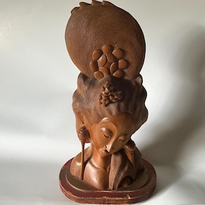 Bust carved in exotic wood, Balinese goddess