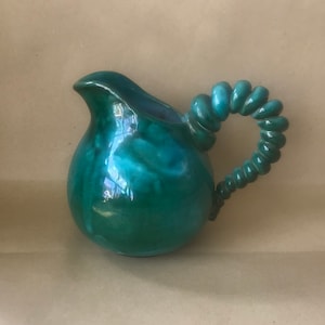 Glazed terracotta pitcher with twisted handle, Alexandre, Belgium