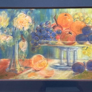 Pastello su carta di fiori e frutta, firmato F.Baes, probabilmente per Firmin Baes