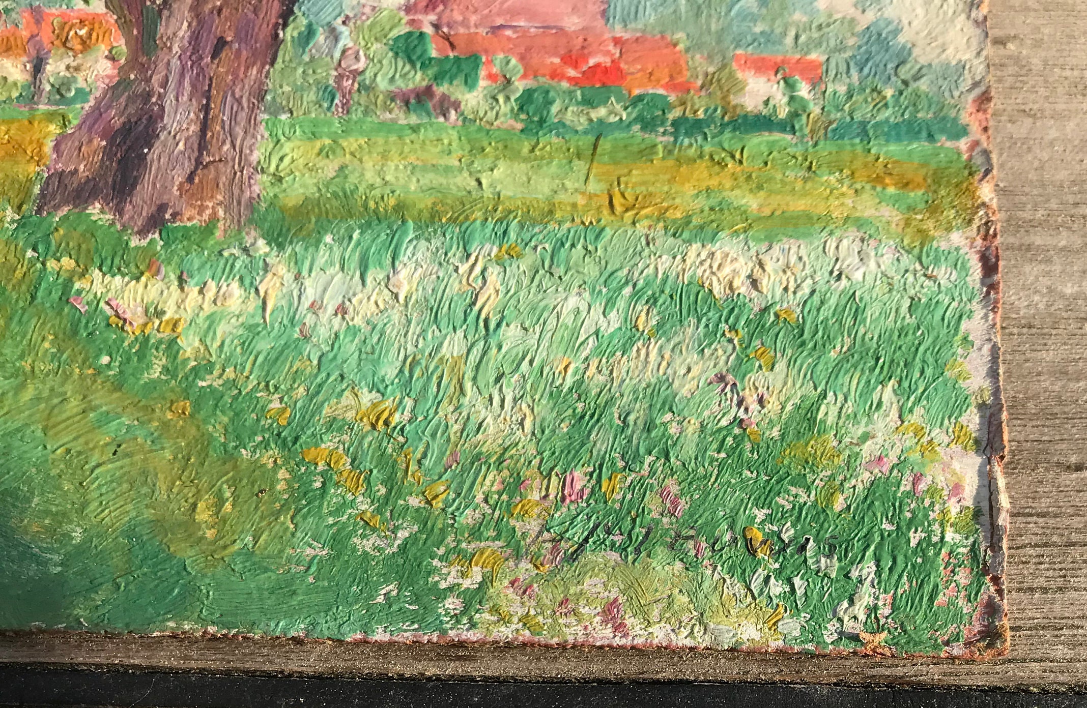 Tableau Huile Sur Carton à Identifier - Peinture XXe Siècle, Signée