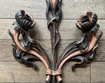 Art Nouveau style wall sconce in painted wood