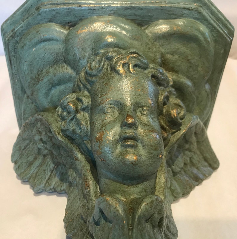 Plaster Wall Base Painted in Green With Dark Patina Wall Etsy