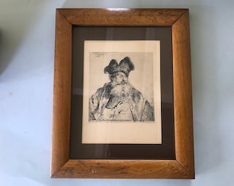 Engraving, reprint of a antique gravure of Rembrandt made in 1650