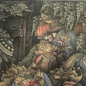 Pittura indonesiana e balinese su carta, tempera o acquerello di Priksa, Bali