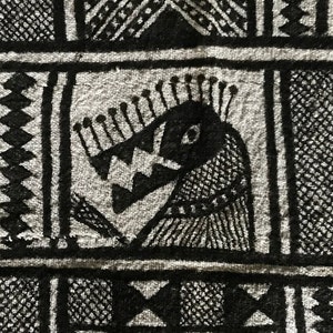 Hand Woven canvas, Korhogo fabric, Senoufo, symbolic animals, African art image 8