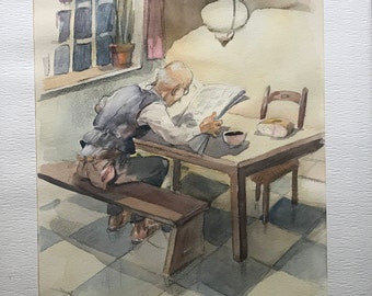 Watercolour on paper, C.Dejasse