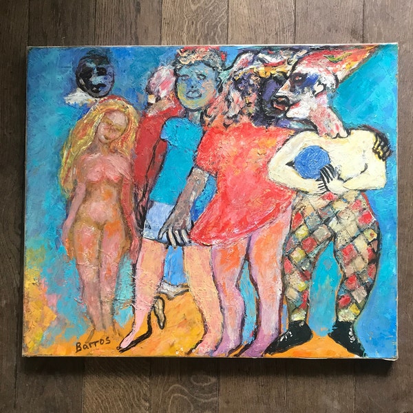 Peinture à l’huile sur toile, Victor Barros, peintre équatorien