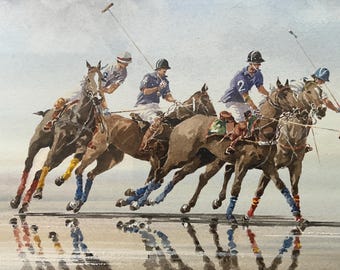 Joueurs de polo sur la plage, Alain Gaudin, plage de la Baule