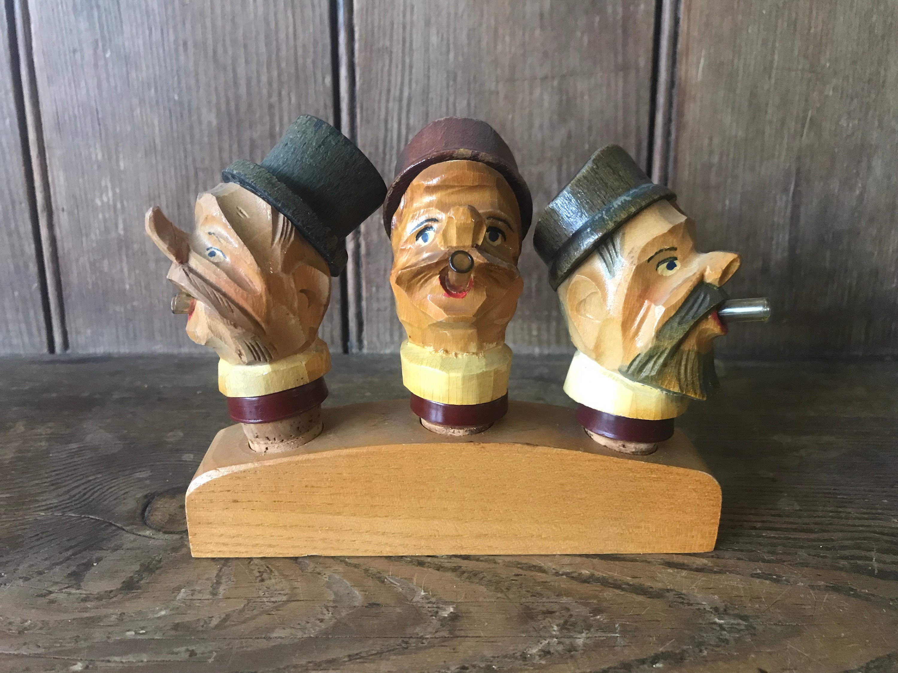 Bouchon De Bouteille Fantaisie Ancien – Tête D’âne En Bois Sculpté – Déco Rustique