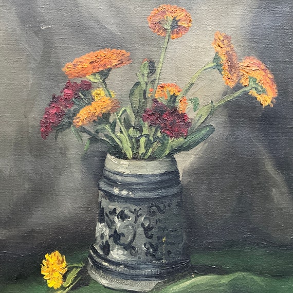 キャンバスに油彩画、花束 by J.Ausloos - Etsy 日本