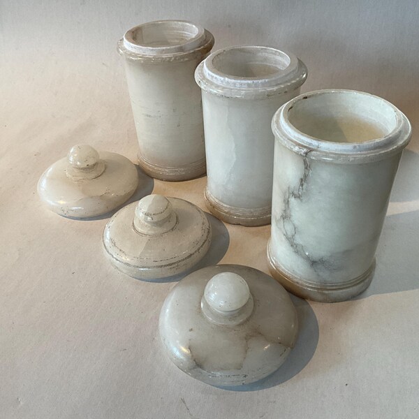 Antique alabaster pharmacy jars, set of 3