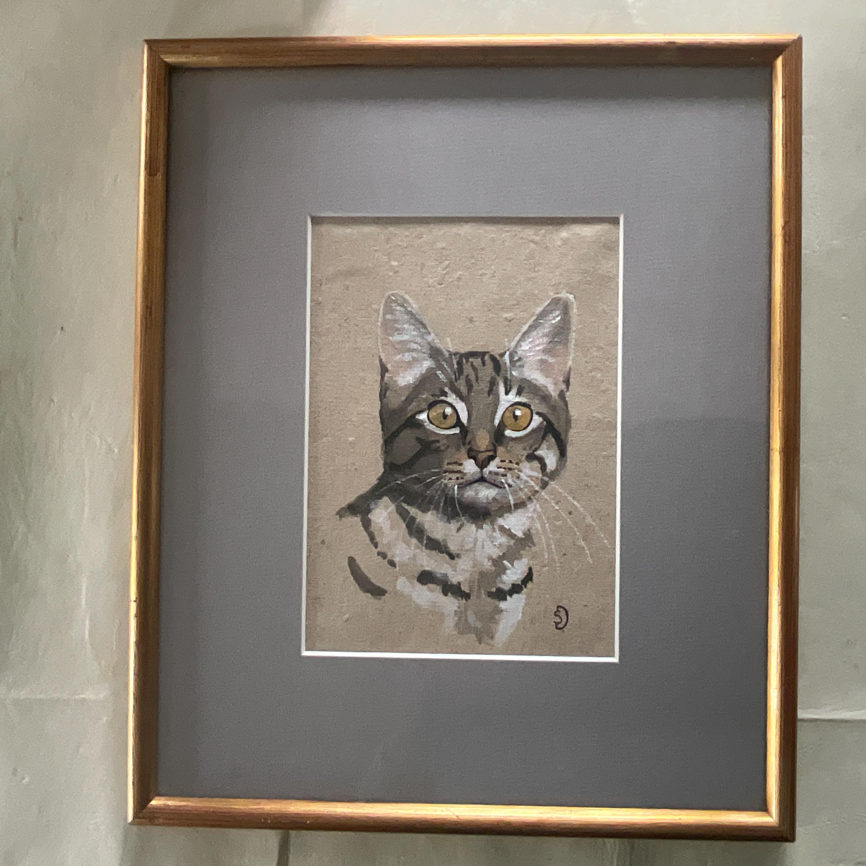 水彩画、トラ猫の肖像画 - Etsy 日本