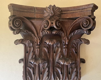 Antique carved wood, oak, architectural antiquity