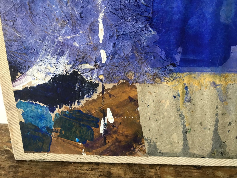 Abstract painting, mixed technique on mounted paper support image 6