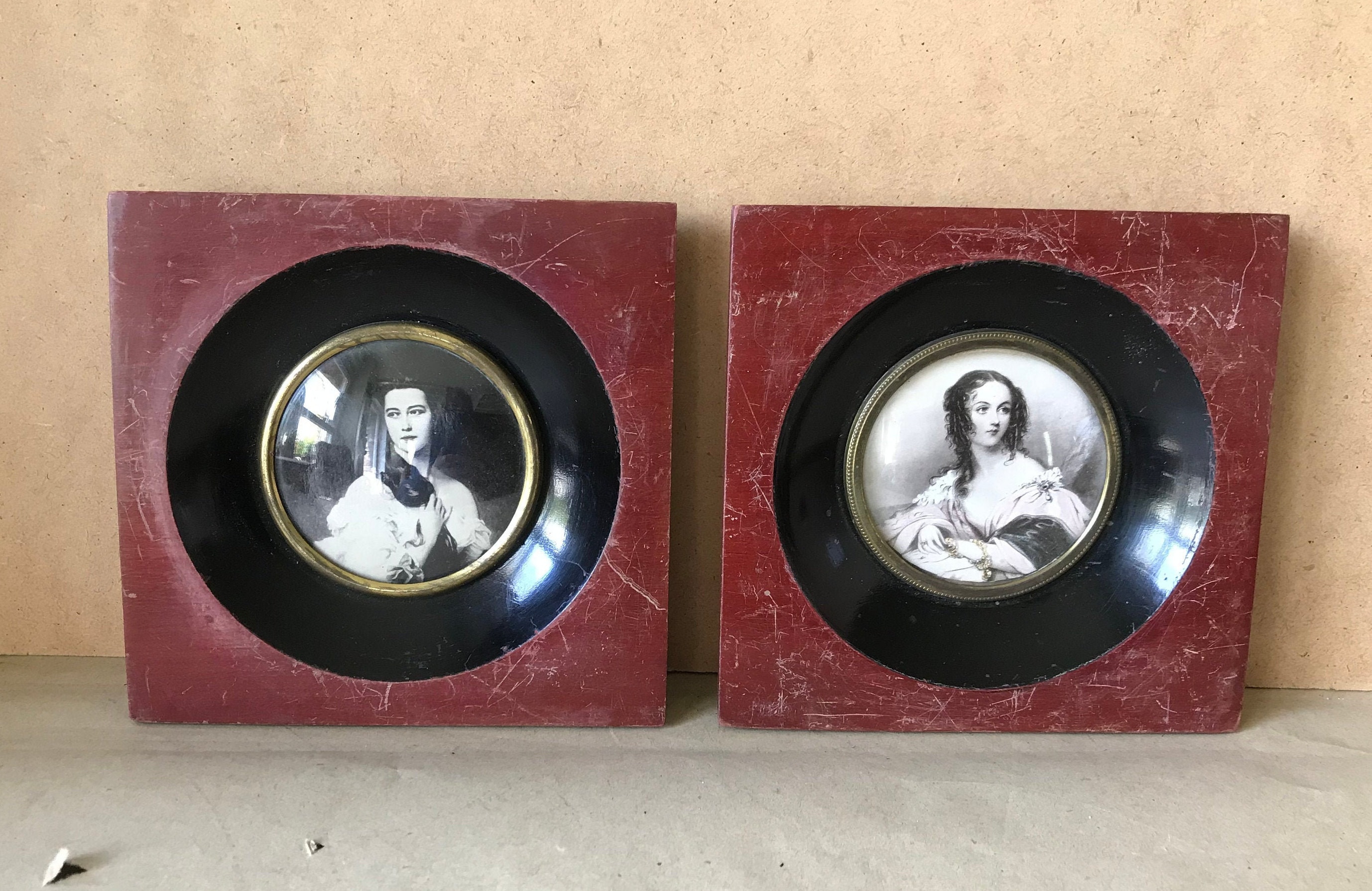 Pair of wooden frames from the 1950s Etsy