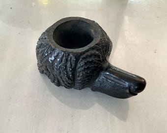 Black Forest, decorative object, wooden inkwell or match holder. Poodle head