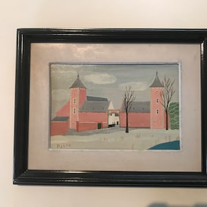 Pintura acrílica sobre cartón, granja en Orp le grand, Bélgica por Djinn