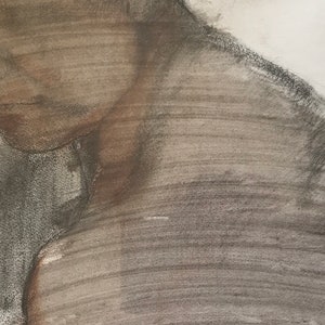Carboncillo y acuarela sobre papel, rostro de mujer de semiperfil, Georges Van Zevenberghen imagen 5