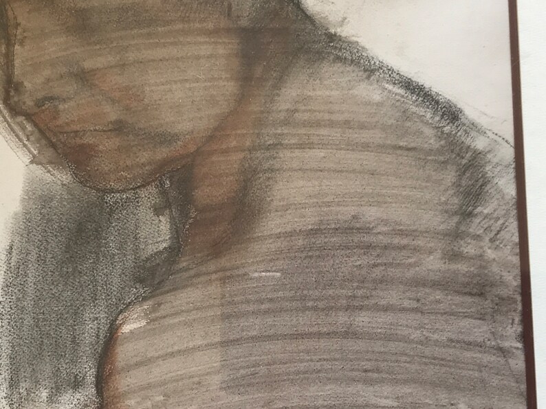 Carboncillo y acuarela sobre papel, rostro de mujer de semiperfil, Georges Van Zevenberghen imagen 5