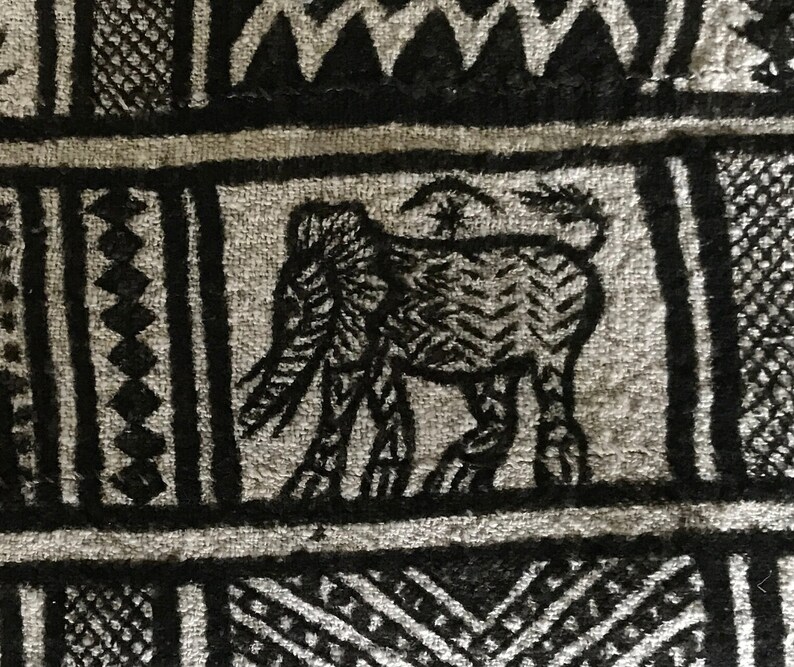 Hand Woven canvas, Korhogo fabric, Senoufo, symbolic animals, African art image 7