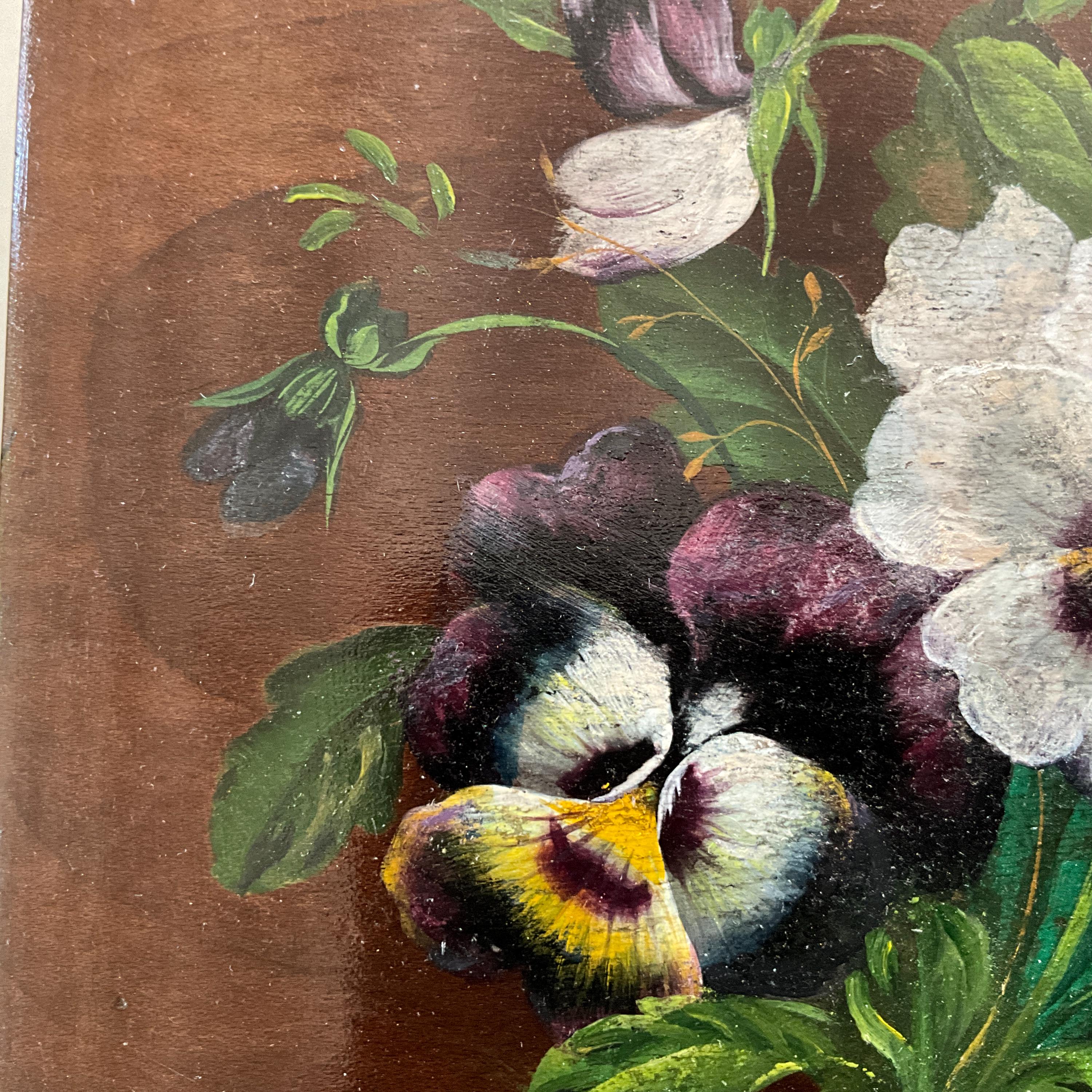パンジーの花束が入った手描きの木製スパボックス - Etsy 日本