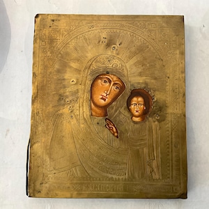 Russian icon circa 1900, Virgin and Child