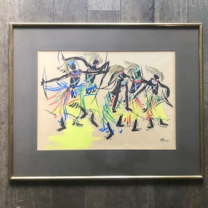 Gouache on paper, Régine Thiange 1959, African dance