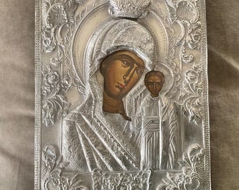 Greek icon, Virgin Mary and Jesus