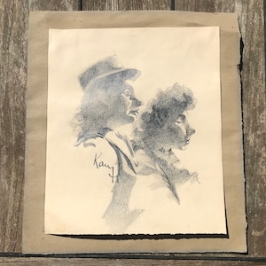 Pencil drawing, signed drawing, circa 1950