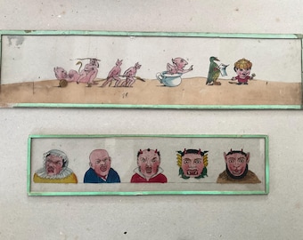 Glass plate for magic lantern, demons and grotesques