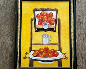 Peinture acrylique : Les pommes dans le miroir
