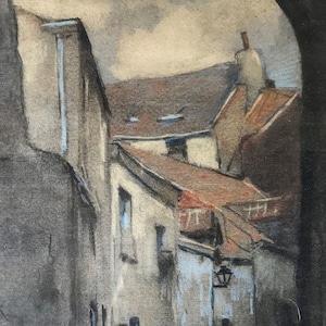 Pastello su carta, vicolo della vecchia Bruxelles, rue de la Cigogne, 1929