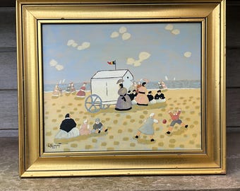 Scène de plage, femmes et enfants