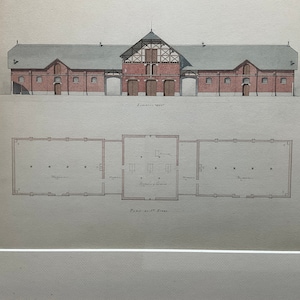 Acquerello e progetto architettonico, Ernest Hendrickx, architetto di Bruxelles, 1868