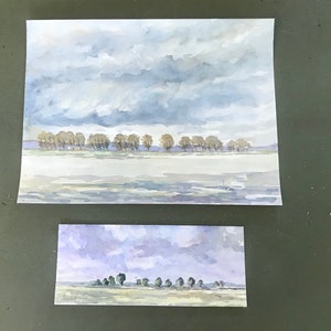 Watercolor, landscapes with trees