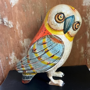 Hand painted wooden owl