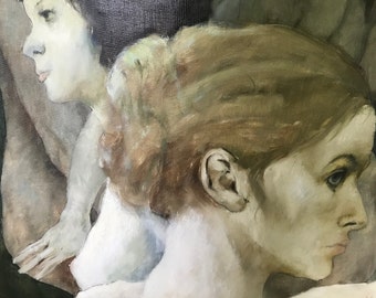 Oil on canvas, portrait of 5 women