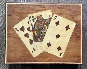 Marquetry card game box.